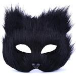 Masques loup noirs en fausse fourrure Taille L look fashion pour femme 