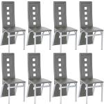 Chaises design grises en métal en lot de 8 