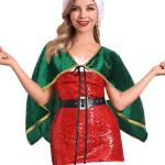 Déguisements de Père-Noël  pour fêtes de Noël verts en velours Taille S look fashion pour femme 