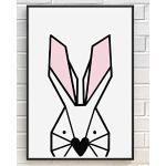 Posters 3D blancs à motif lapins format A1 scandinaves 
