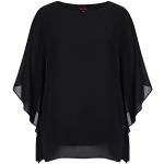 Chemises longues noires en polyester à col rond Taille XXL plus size look fashion pour femme 