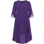 Robes de cocktail violet foncé en mousseline mi-longues Taille 3 XL plus size look fashion pour femme 