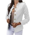 Vestes en lin de mariage blancs à carreaux en cuir synthétique à manches trois-quart Taille M look militaire pour femme 