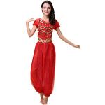 Haodasi Costume de danse du ventre pour femme - Pantalon de danse professionnel - Carnaval Danseur, Rose rouge, S