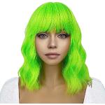 Perruques cosplay Happy Cherry vert clair en fibre synthétique à franges look fashion pour femme 
