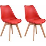 Chaises design Happy Garden rouges en bois massif en lot de 2 scandinaves 
