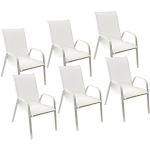 Chaises de jardin design Happy Garden blanches en aluminium empilables en lot de 6 
