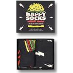 Happy Socks 2-Pack Chaussettes Burger pour homme et femme, coffret cadeaux avec des chaussettes originales et drôles, chaussettes crew en cotton noir taille 41-46