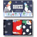 Happy Socks 3-Pack Snowman, chaussettes de Noël pour homme et femme, coffret cadeaux avec des chaussettes drôles imprimés avec un bonhomme de neige 41-46