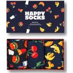 Chaussettes Happy Socks rouge cerise à rayures en coton à motif hamburger à motifs bio en lot de 3 Pointure 46 classiques en promo 