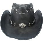 Chapeaux de cowboy noirs en cuir 59 cm Taille XL look Punk pour homme 