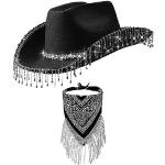 Chapeaux de cowboy noirs à strass Taille L look fashion pour femme en promo 