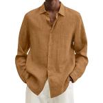 Chemises kaki à carreaux à motif Afrique sans repassage à manches longues Taille XL plus size look médiéval pour homme 