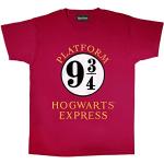 Harry Potter Hogwarts Express Damen-Boyfriend Fit T-Shirt Burgund 2XL | S-XXL, Baggy Loser Maxi-Rundhalsausschnitt Grafik-Top, Geburtstags-Geschenk-Idee für Damen, für Haus Oder Gym