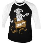 HARRY POTTER Officiellement sous Licence Dobby Baseball 3/4 Manches T-Shirt (Noir-Blanc), Large