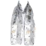 Écharpes en soie gris argenté en mousseline à motif chats Tailles uniques look fashion pour femme 