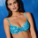 Hauts de bikini turquoise en polyester pour femme 