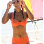 Hauts de bikini orange en lycra pour femme 