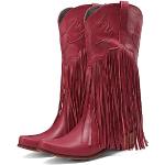 Bottines western & bottines cowboy rouges à pompons à bouts pointus Pointure 39 look fashion pour femme 