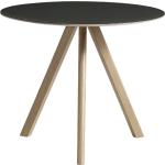 Tables rondes Hay noires laquées en chêne diamètre 90 cm scandinaves en promo 