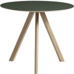 Tables rondes Hay vert d'eau laquées en chêne diamètre 90 cm scandinaves en promo 