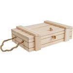Alsino Caisse en bois avec couvercle - 24 x 16 x 7 cm - Boîte de rangement Haute qualité naturelle avec corde - Bricolage Maison & Loisirs Caisse (HB-007 D)