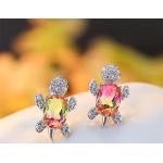 Boucles d'oreilles pendantes pour la fête des mères roses en cristal à clous à motif tortues look fashion pour femme 