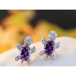 Boucles d'oreilles pendantes pour la fête des mères violettes en cristal à clous à motif tortues look fashion pour femme 