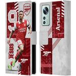 Head Case Designs sous Licence Officielle Arsenal FC Gabriel Jesus 2022/23 Première Équipe Coque en Cuir à Portefeuille Compatible avec Xiaomi 12