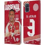 Head Case Designs sous Licence Officielle Arsenal FC Gabriel Jesus 2023/24 Première Équipe Coque en Cuir à Portefeuille Compatible avec Samsung Galaxy A51 (2019)