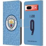 Head Case Designs sous Licence Officielle Manchester City Man City FC Gabriel Jesus 2020/21 Joueurs Home Kit Groupe 1 Coque en Cuir à Portefeuille Compatible avec Google Pixel 7a