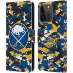 Head Case Designs sous Licence Officielle NHL Camouflage Buffalo Sabres Coque en Cuir à Portefeuille Compatible avec Apple iPhone 15 Pro