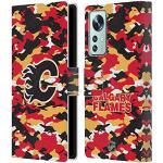 Head Case Designs sous Licence Officielle NHL Camouflage Calgary Flames Coque en Cuir à Portefeuille Compatible avec Xiaomi 12