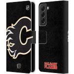 Head Case Designs sous Licence Officielle NHL Énorme Calgary Flames Coque en Cuir à Portefeuille Compatible avec Samsung Galaxy S22+ 5G