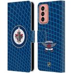 Head Case Designs sous Licence Officielle NHL Motif Réseau Winnipeg Jets Coque en Cuir à Portefeuille Compatible avec Samsung Galaxy M13 (2022)