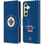 Head Case Designs sous Licence Officielle NHL Motif Réseau Winnipeg Jets Coque en Cuir à Portefeuille Compatible avec Samsung Galaxy S24 5G