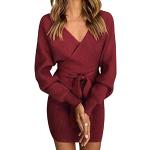 Robes de cocktail d'hiver rouges minis à manches longues Taille S look fashion pour femme 