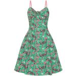 Robes fleuries Hell Bunny vertes à fleurs à motif papillons midi Taille 4 XL look gothique pour femme 