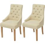 Chaises en bois blanc crème en chêne en lot de 2 romantiques 