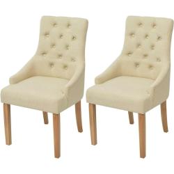 Lot de deux chaises de salle à manger bois de chêne tissu crème 1902149 - 3002457497171