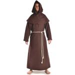 Déguisements de moine marron en coton à capuche Taille XL look médiéval pour homme 