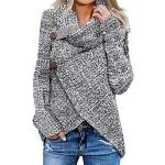 Pullovers gris à manches longues à col roulé Taille 3 XL look casual pour femme 