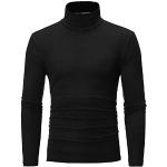 Chemises d'automne noires en coton sans repassage à manches longues à col roulé Taille XL plus size look casual pour homme 