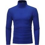 Chemises d'automne bleu marine en coton à paillettes sans repassage à manches longues à col roulé Taille L plus size look fashion pour homme 