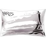 Coussins rectangulaires blancs en peluche Tour Eiffel lavable en machine 50x30 cm romantiques 