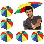 Heqishun 5 Pcs Chapeaux de Parapluie avec Bande élastique, Parapluie Parasol Chapeau Pliable, Parapluie Chapeau Coloré de Pêch pour Adultes Enfants Golf Campant
