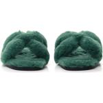 Sandales Hermès vert foncé en peau lainée à motif moutons en cuir seconde main à bouts ouverts à scratchs Pointure 38 pour femme 