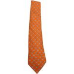 Cravates en soie Hermès orange à rayures seconde main Tailles uniques look vintage pour homme 