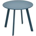 Table d appoint de jardin ronde Saona bleu canard mat 50x45cm en acier cataphorèse - Hespéride - Bleu canard