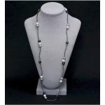 Colliers en argent gris acier en acier à perles pour femme 